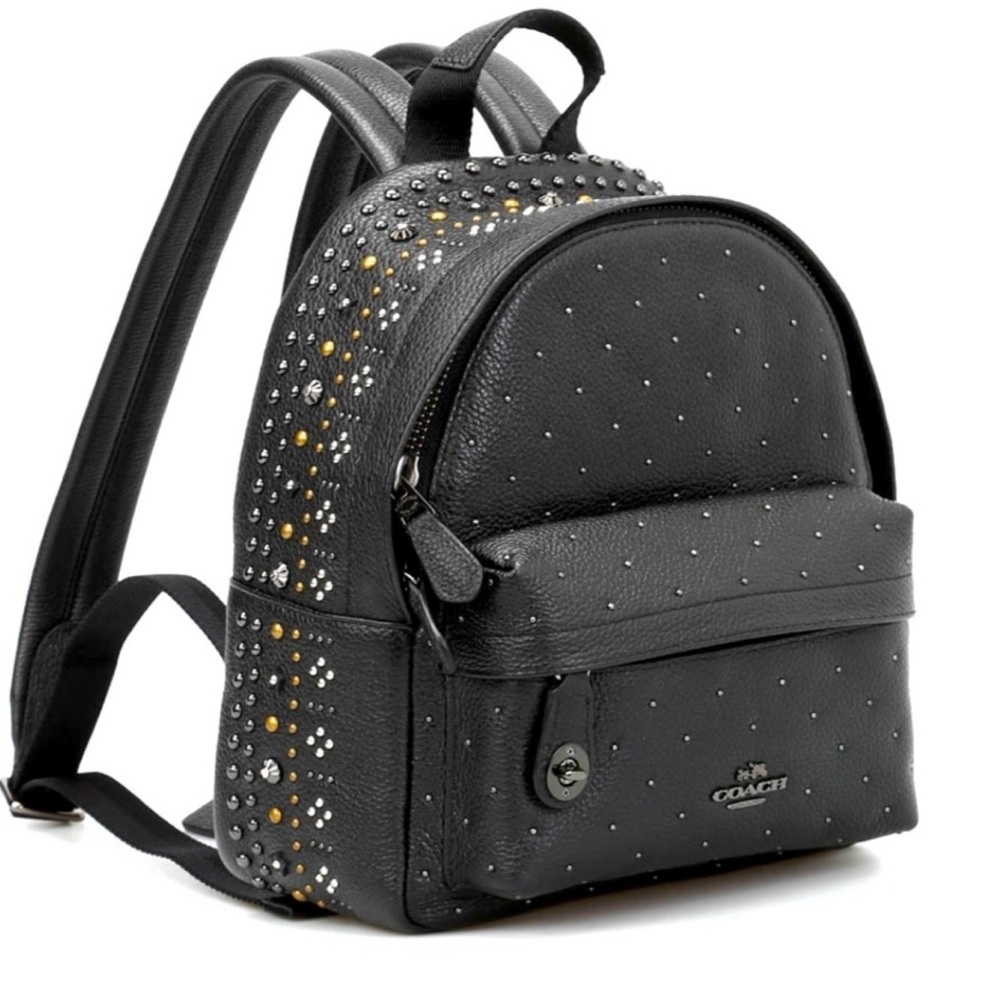 Coach Black Studded Backpack